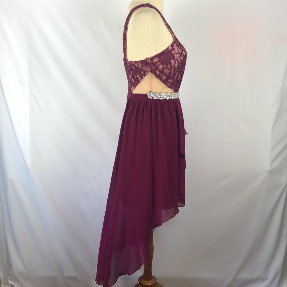 Jodi Kristopher Magenta Lace Jeweled Party Dress - Size 5 Juniors NWT - Picture 10 of 16